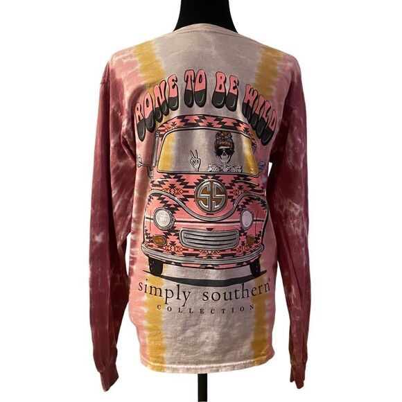 Simply Southern Tie Dye Bone To Be Wild Skelly Mom in Van Long Sleeve Tee Size M - Picture 4 of 12